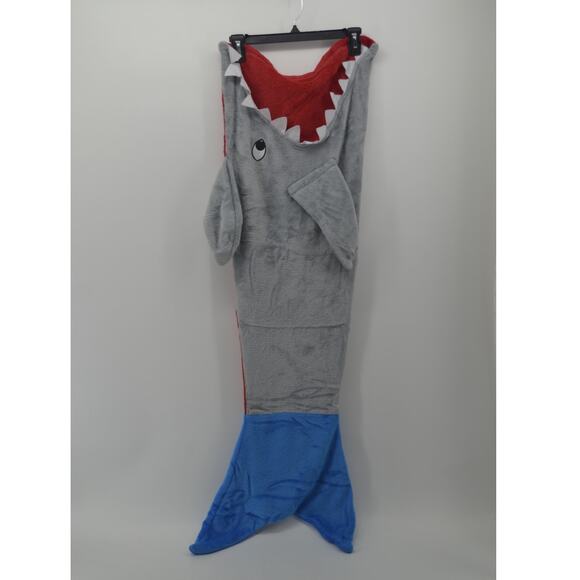 Shark Blanket Kids Mouth Fleece Sleeping Bag Gray Blue OS - Picture 10 of 15